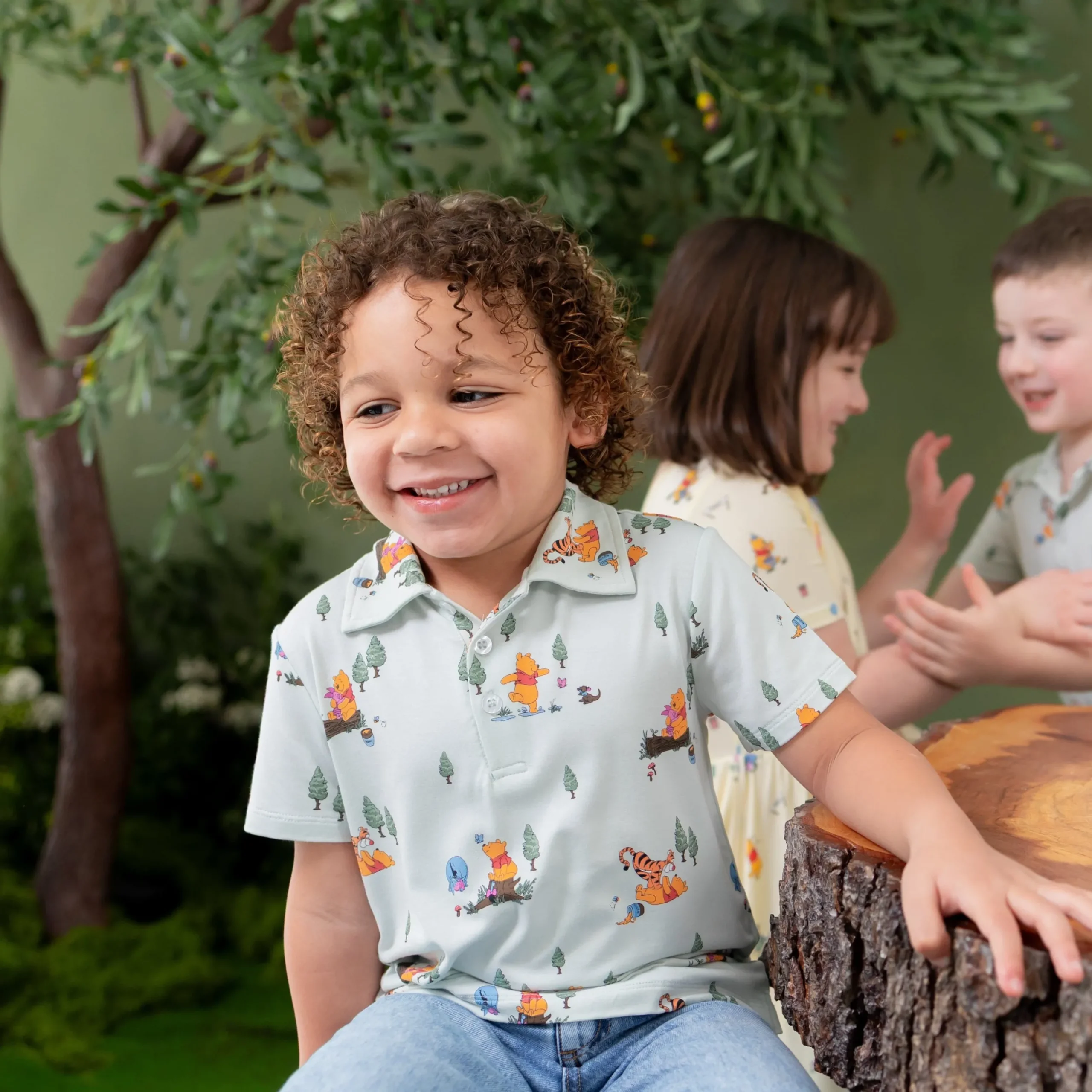 Toddler Short Sleeve Polo in Winnie the Pooh Hundred Acre Wood