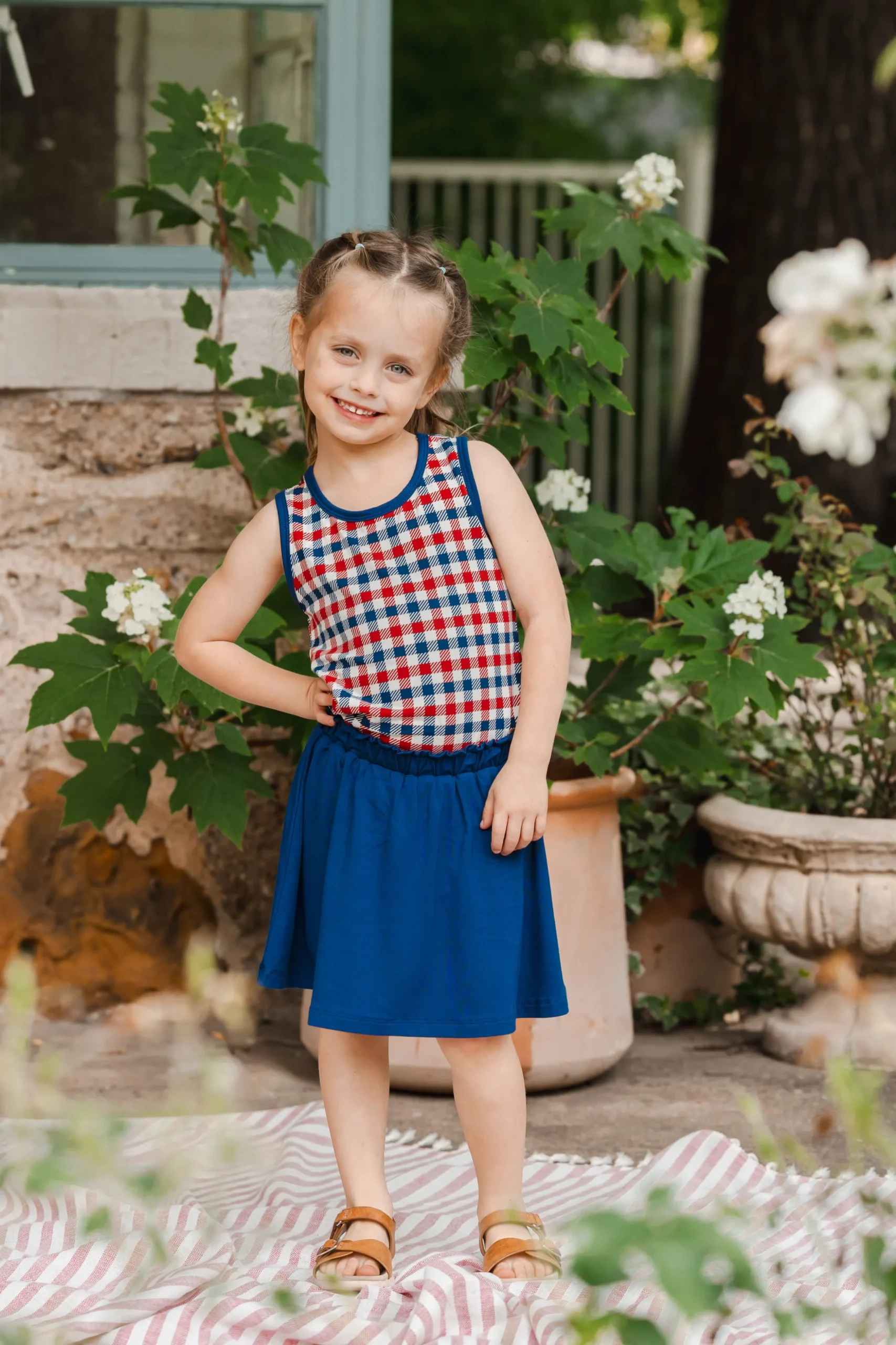 Toddler Tank Top in Patriotic Gingham