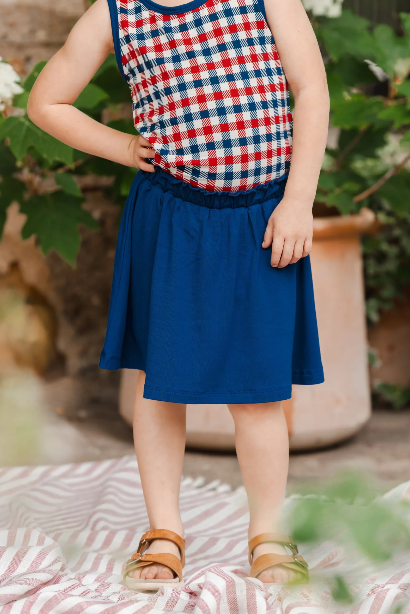Toddler Tank Top in Patriotic Gingham