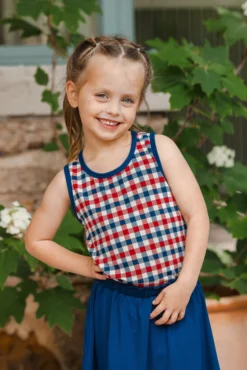 Toddler Tank Top in Patriotic Gingham