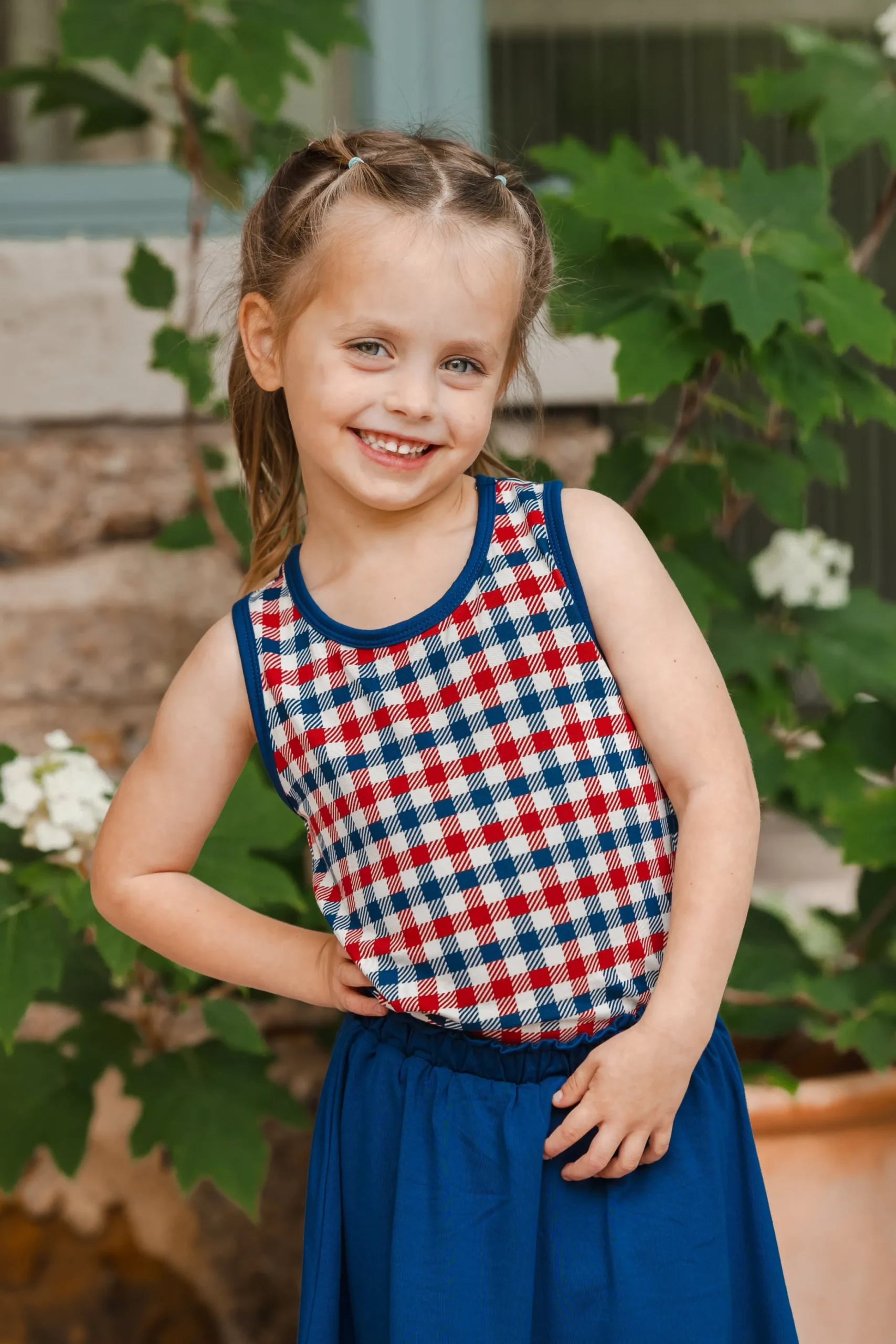 Toddler Tank Top in Patriotic Gingham