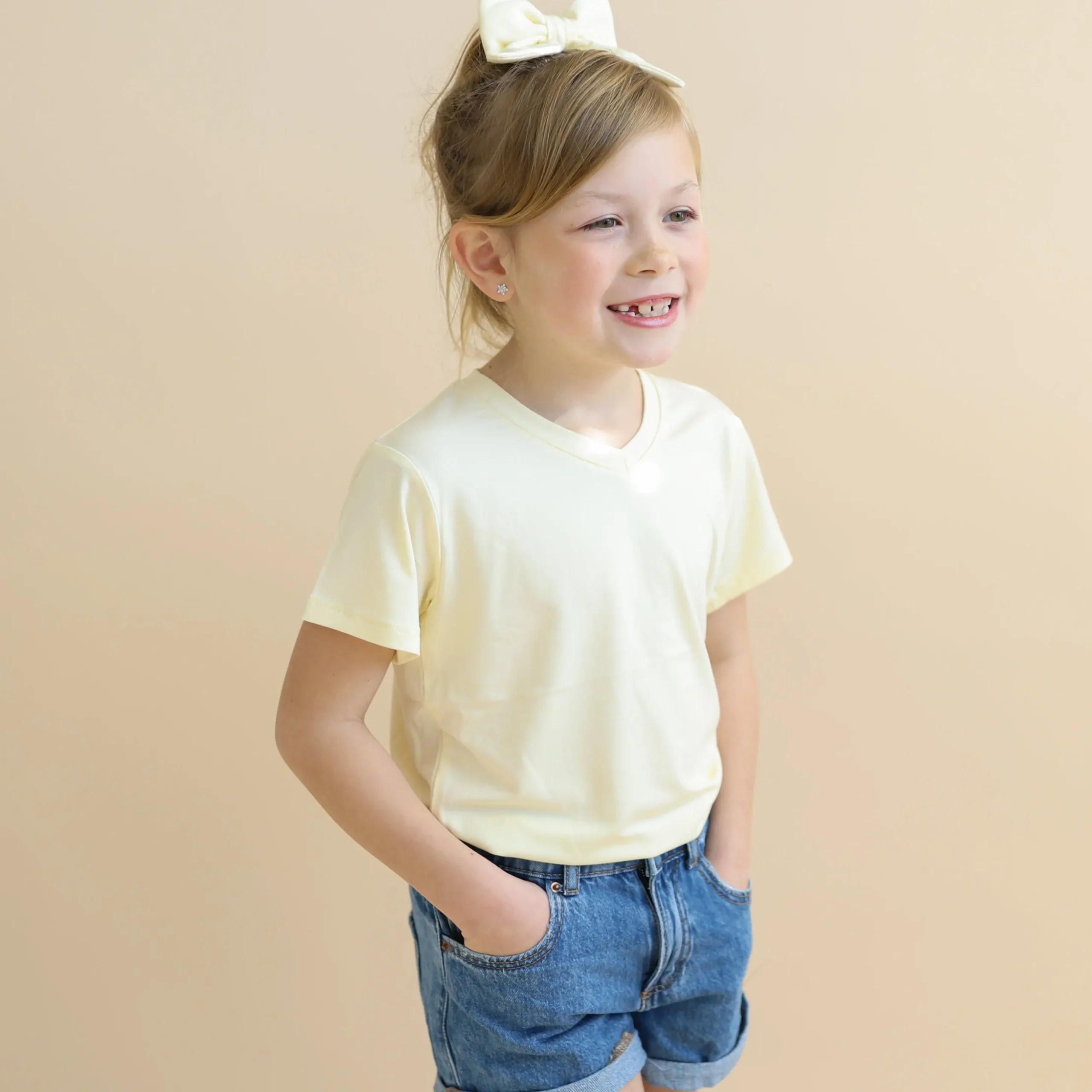 Toddler V-Neck Tee in Chamomile