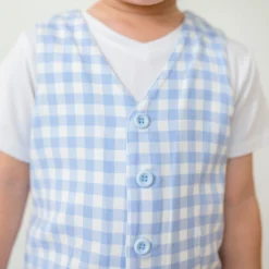 Tuxedo Vest in Gingham Breeze