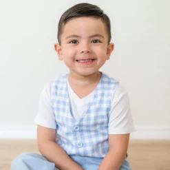 Tuxedo Vest in Gingham Breeze