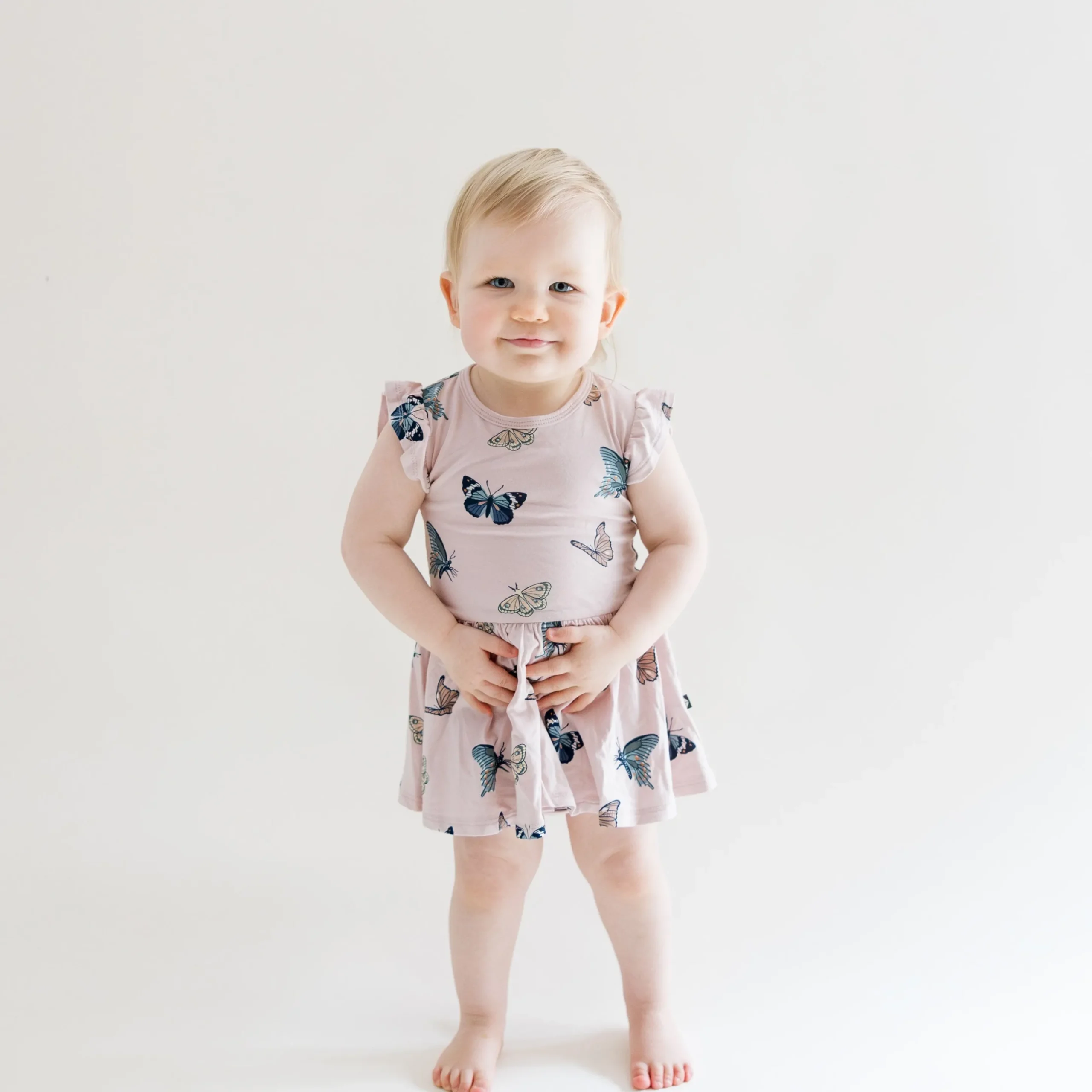 Twirl Bodysuit Dress in Blush Butterfly