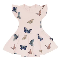 Twirl Bodysuit Dress in Blush Butterfly