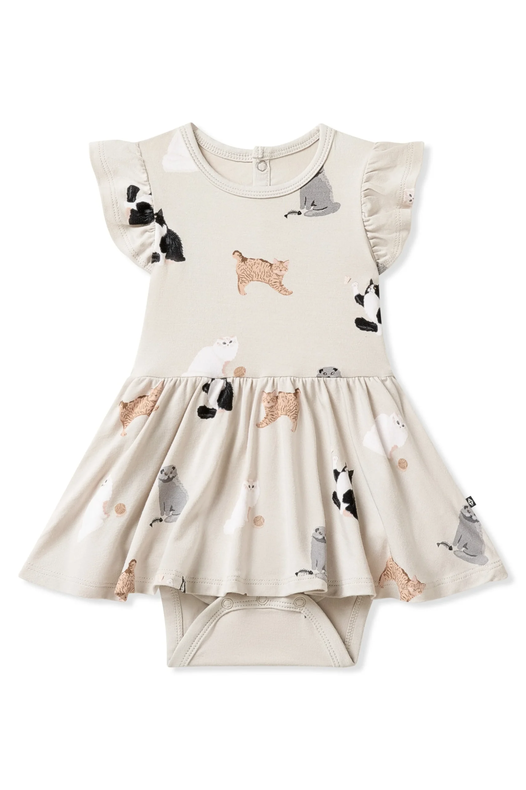 Twirl Bodysuit Dress in Fluffy Cat