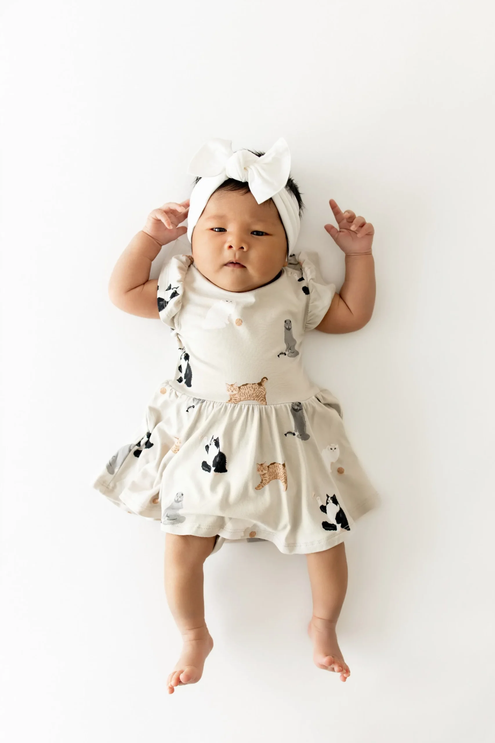 Twirl Bodysuit Dress in Fluffy Cat