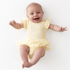 Twirl Bodysuit Dress in Gingham Chamomile