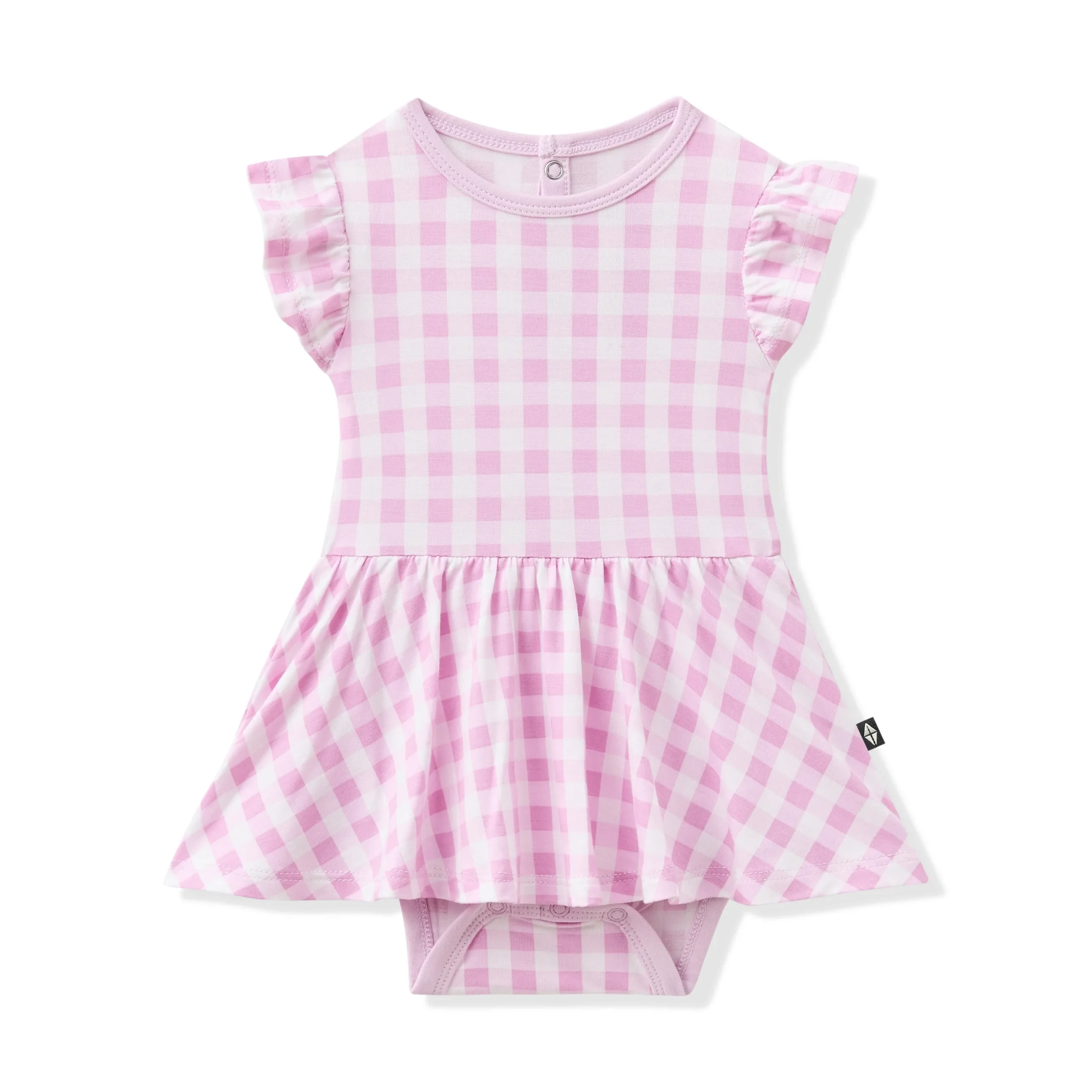 Twirl Bodysuit Dress in Gingham Thistle