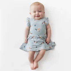 Twirl Bodysuit Dress in Mallard Duck
