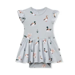 Twirl Bodysuit Dress in Mallard Duck