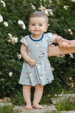 Twirl Bodysuit Dress in Patriotic Goose