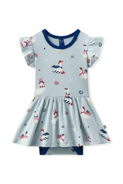 Twirl Bodysuit Dress in Patriotic Goose