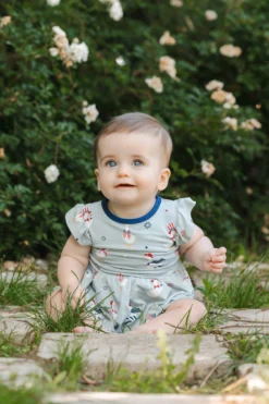 Twirl Bodysuit Dress in Patriotic Goose