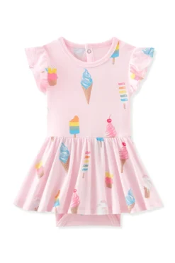 Twirl Bodysuit Dress in Sakura Ice Cream