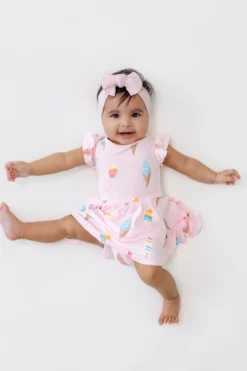 Twirl Bodysuit Dress in Sakura Ice Cream