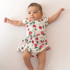 Twirl Bodysuit Dress in Strawberry Fields
