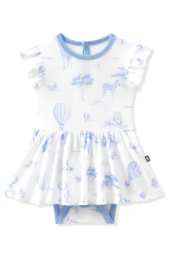 Twirl Bodysuit Dress in Toile Safari