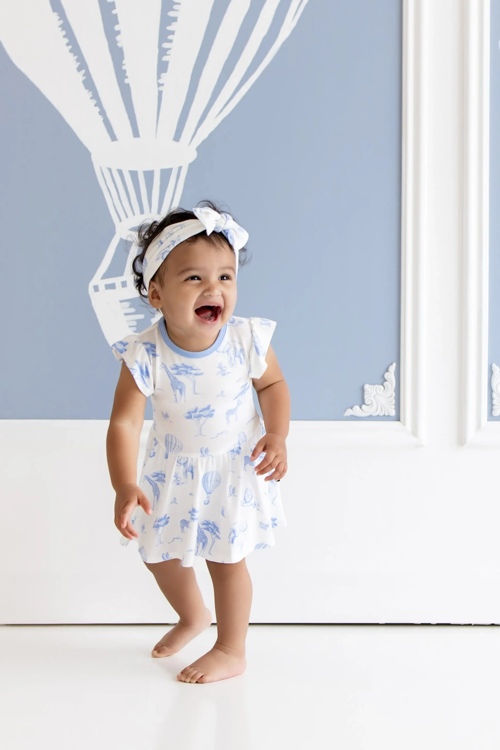 Twirl Bodysuit Dress in Toile Safari