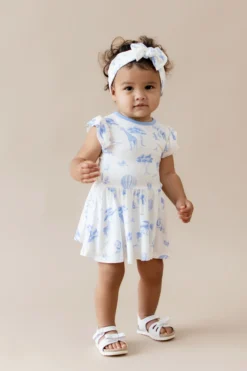 Twirl Bodysuit Dress in Toile Safari