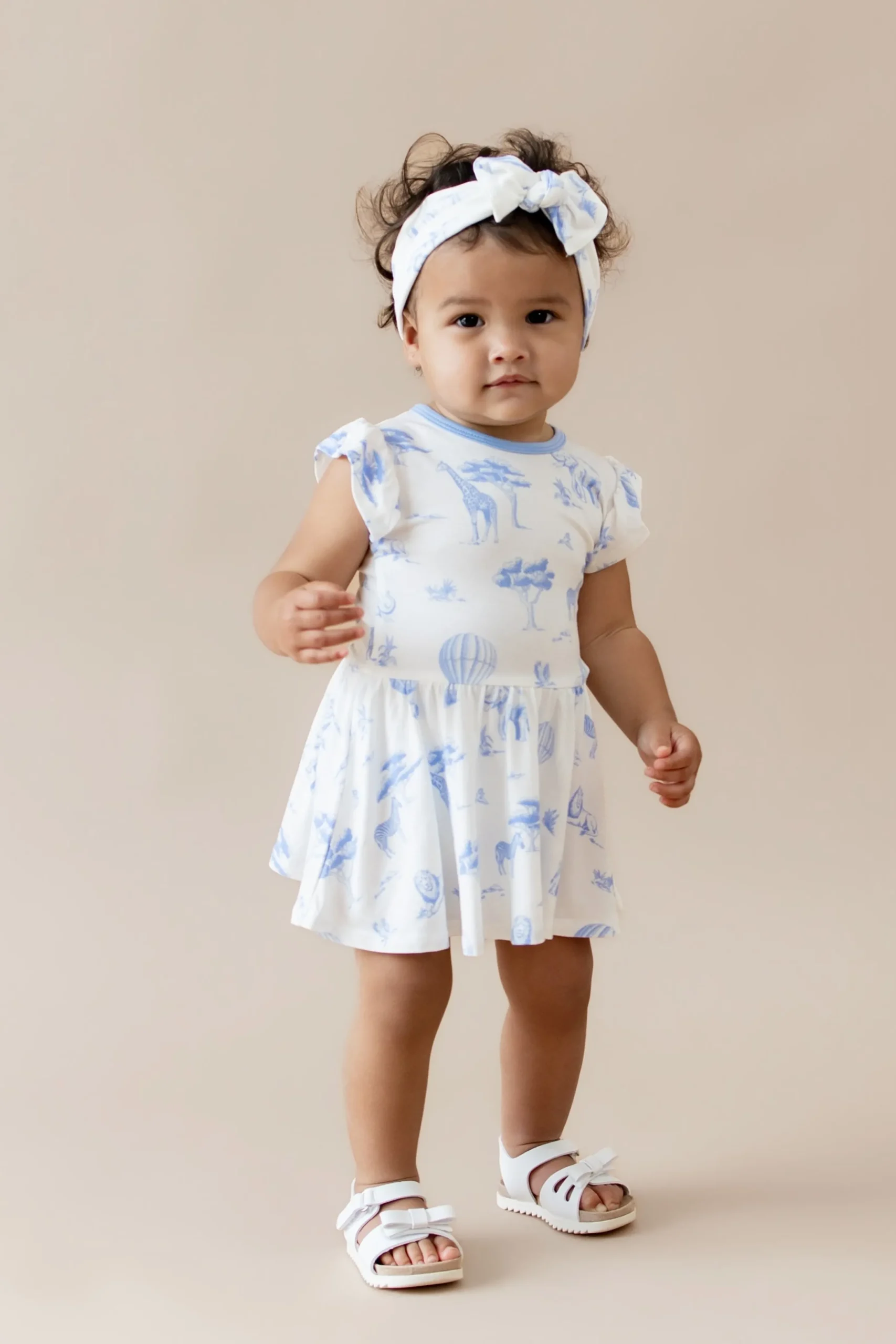 Twirl Bodysuit Dress in Toile Safari