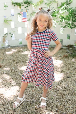 Twirl Dress in Patriotic Gingham