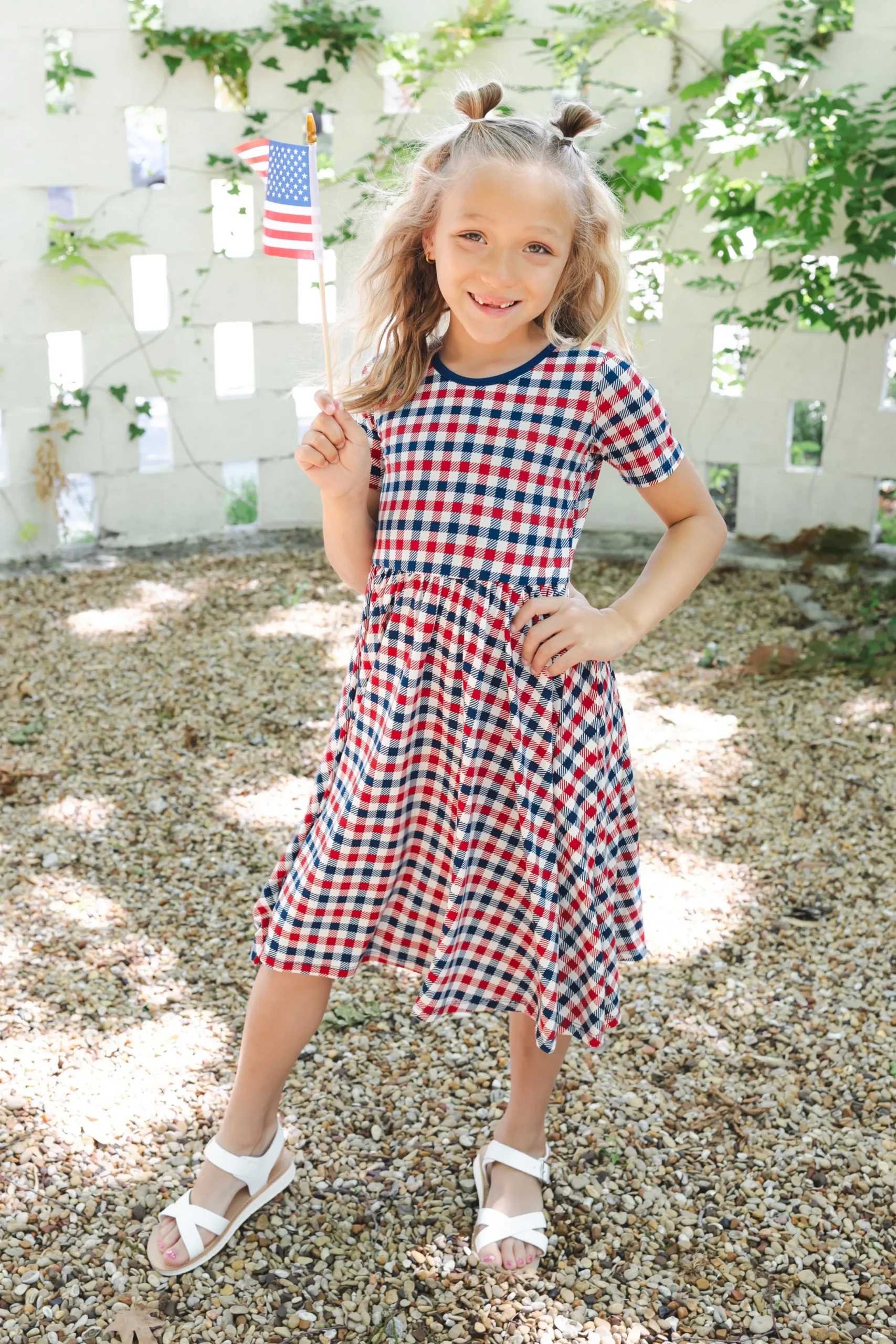 Twirl Dress in Patriotic Gingham