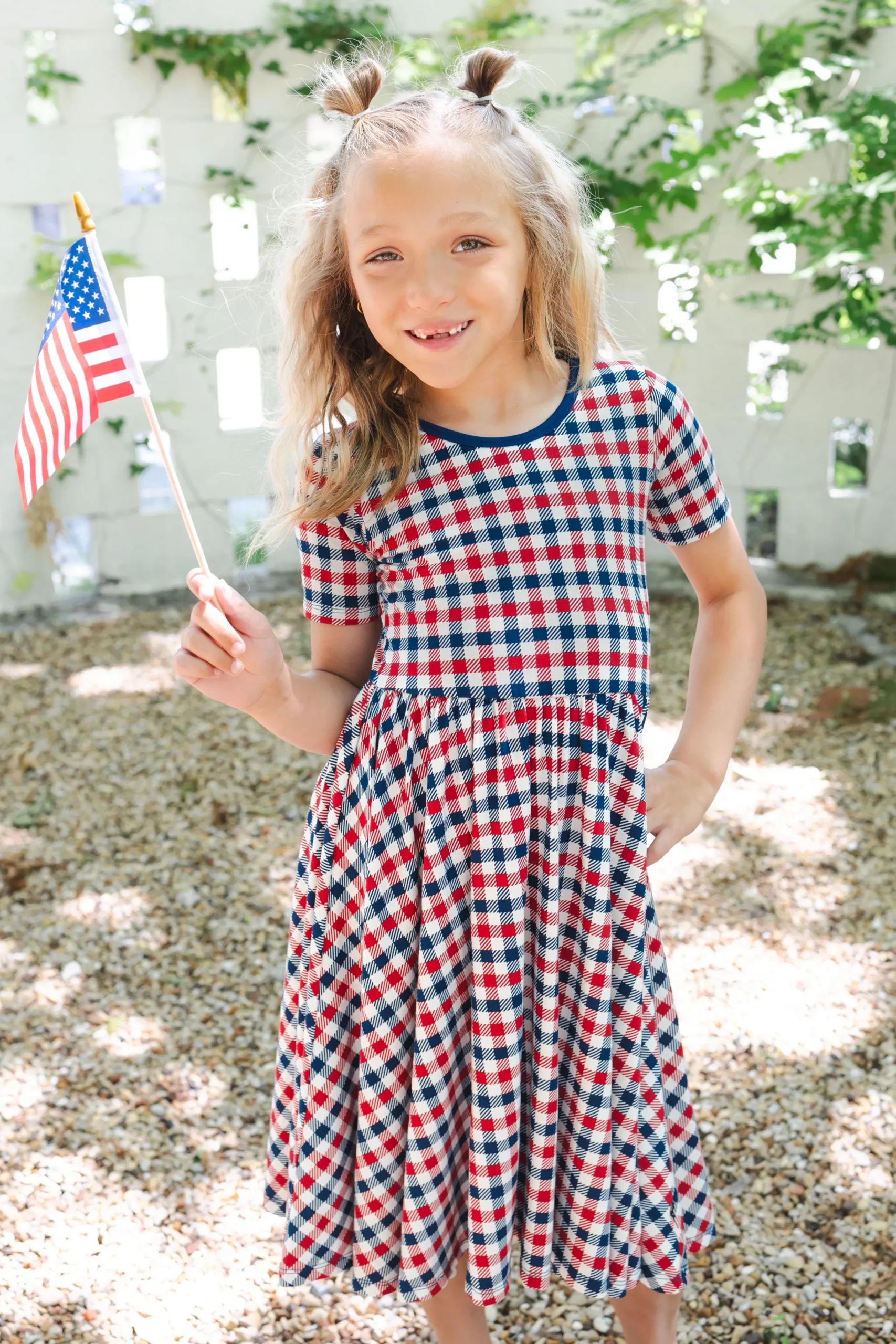 Twirl Dress in Patriotic Gingham