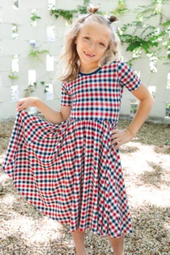 Twirl Dress in Patriotic Gingham
