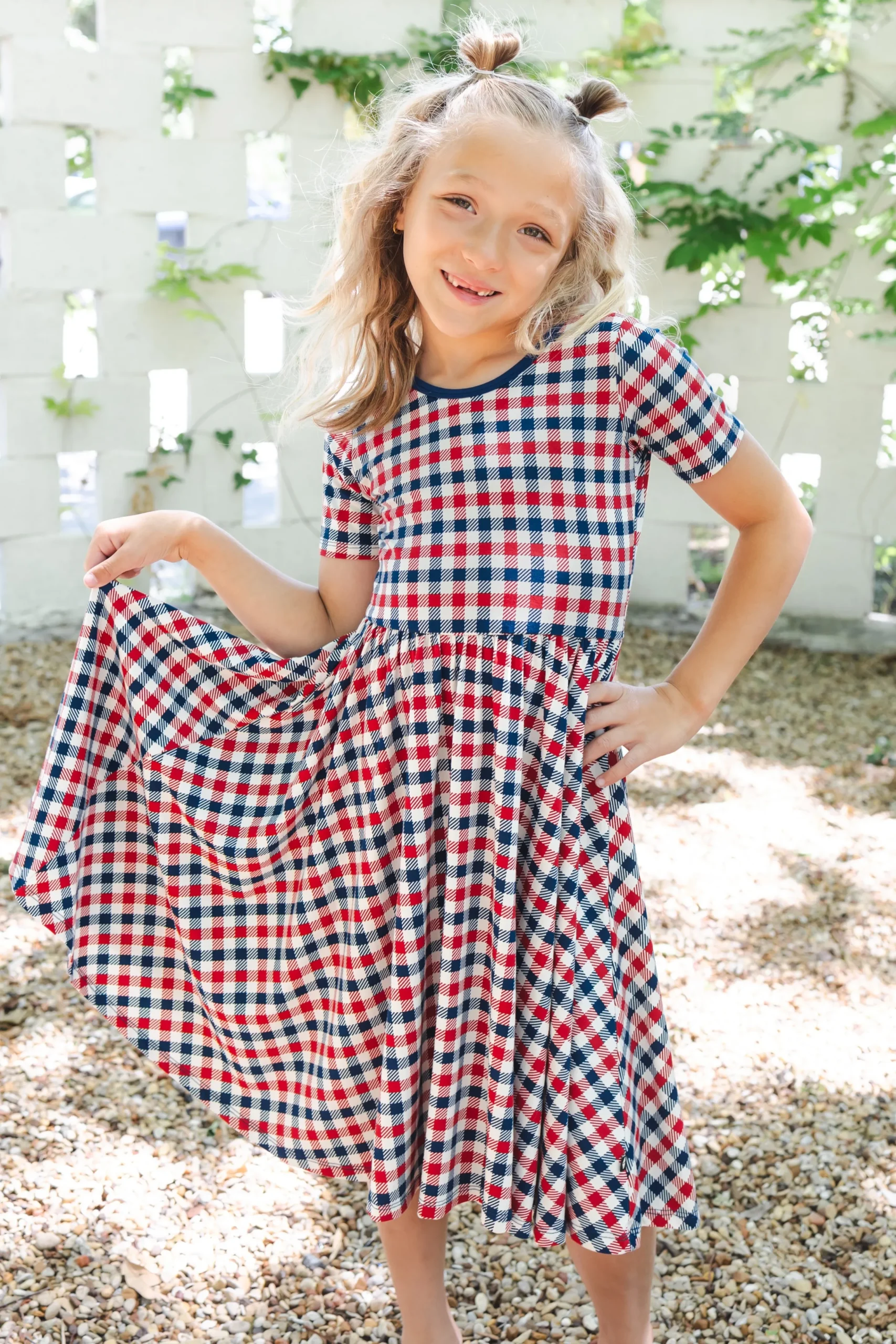 Twirl Dress in Patriotic Gingham