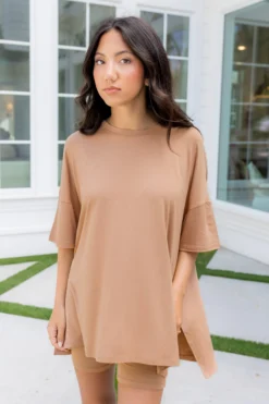 Women’s Biker Short Set in Latte