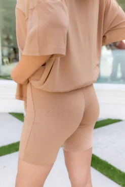 Women’s Biker Short Set in Latte
