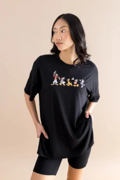 Women’s Biker Short Set in Mickey and Friends on Midnight