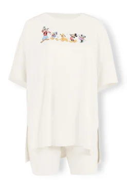 Women’s Biker Short Set in Mickey and Friends on Ecru