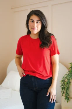 Women's Crew Neck Tee in Cardinal
