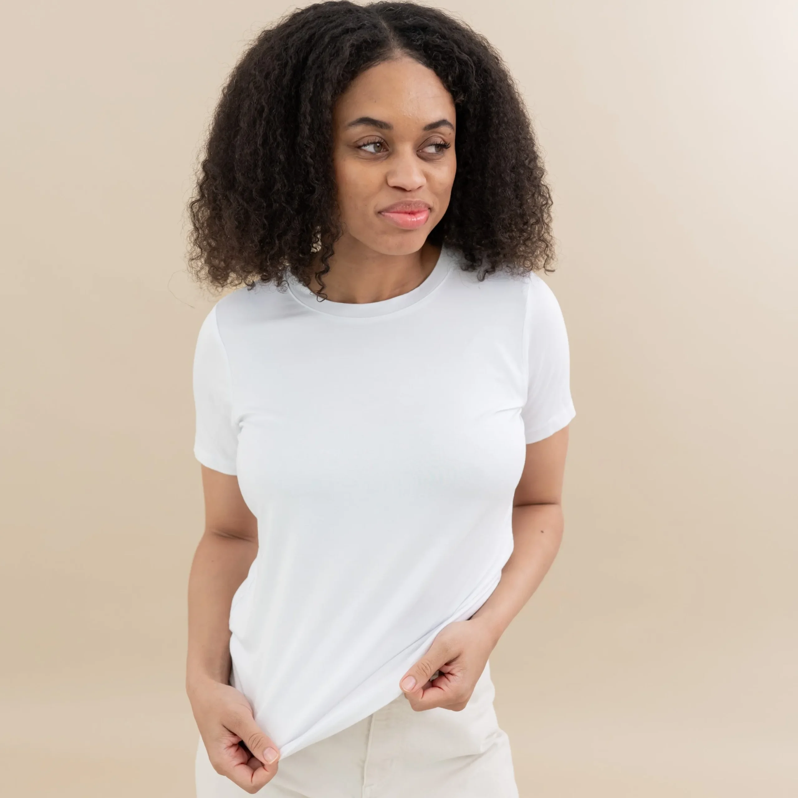 Women's Crew Neck Tee in Snow