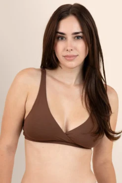 Women's Cross Front Bralette in Toffee