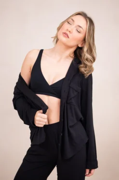 Women's Cross Front Bralette in Midnight