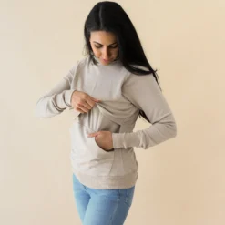 Women's French Terry Nursing Hoodie in Almond