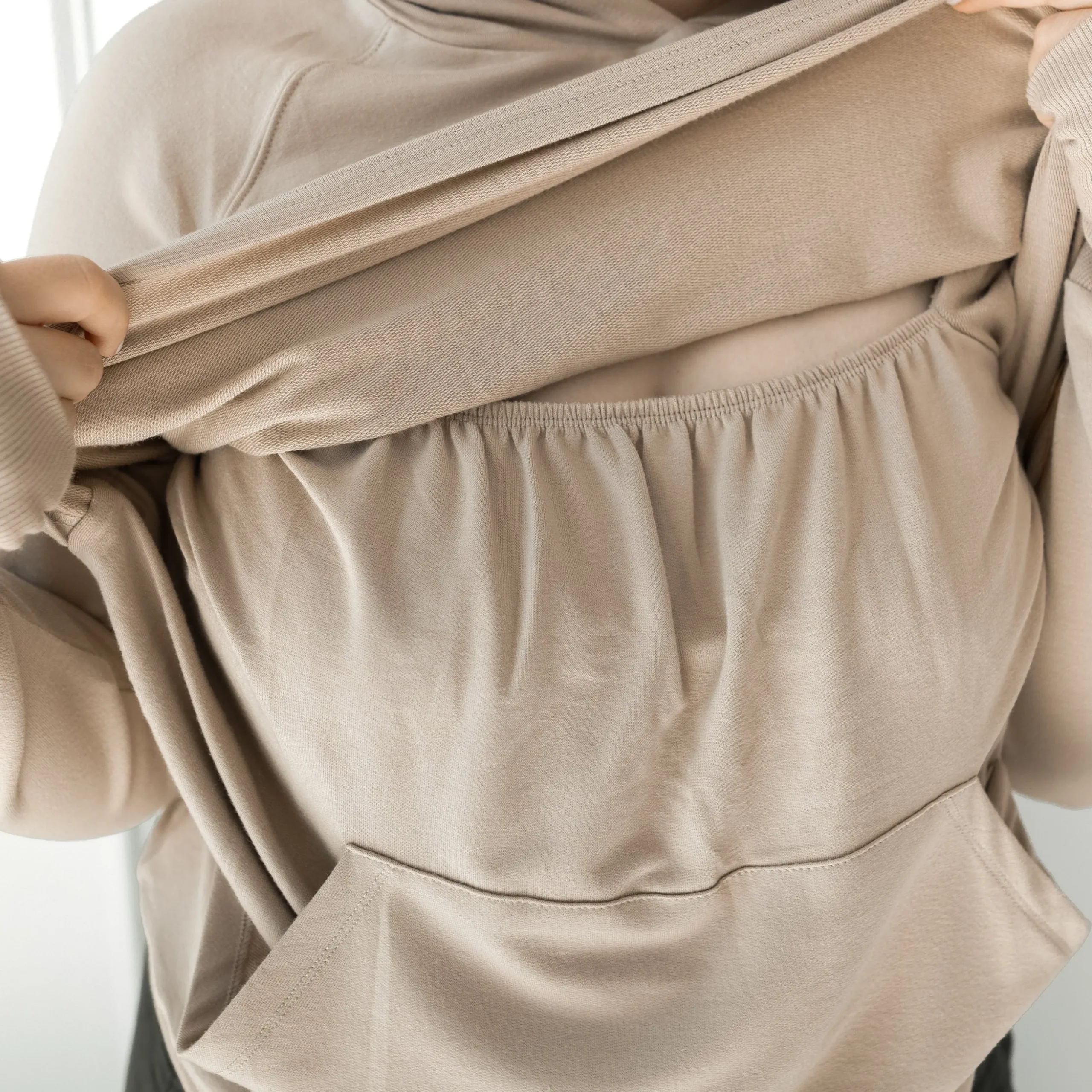 Women's French Terry Nursing Hoodie in Almond