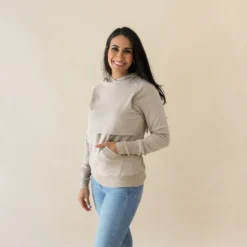 Women's French Terry Nursing Hoodie in Almond