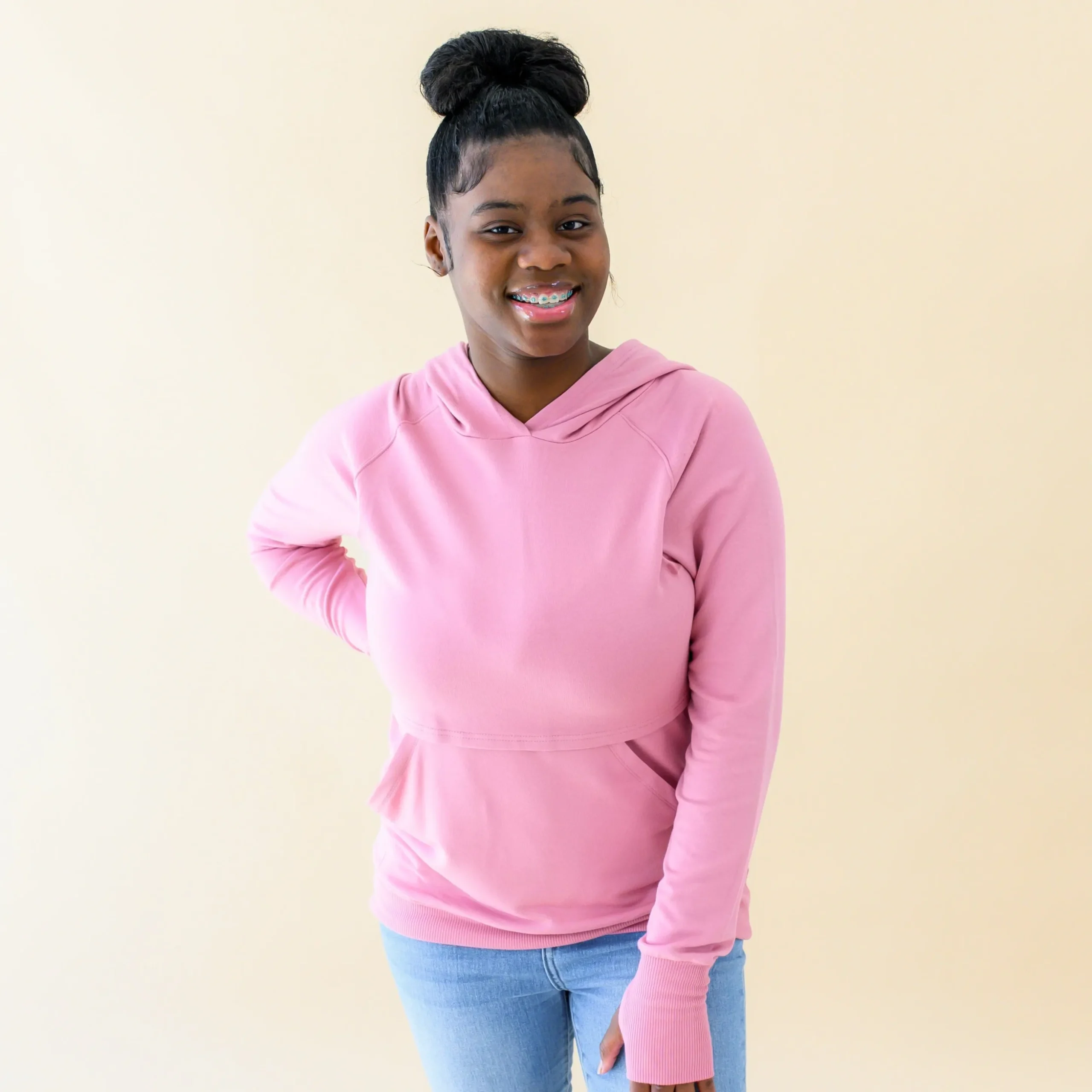 Women's French Terry Nursing Hoodie in Apple Blossom