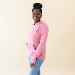 Women's French Terry Nursing Hoodie in Apple Blossom