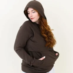 Women's French Terry Nursing Hoodie in Espresso
