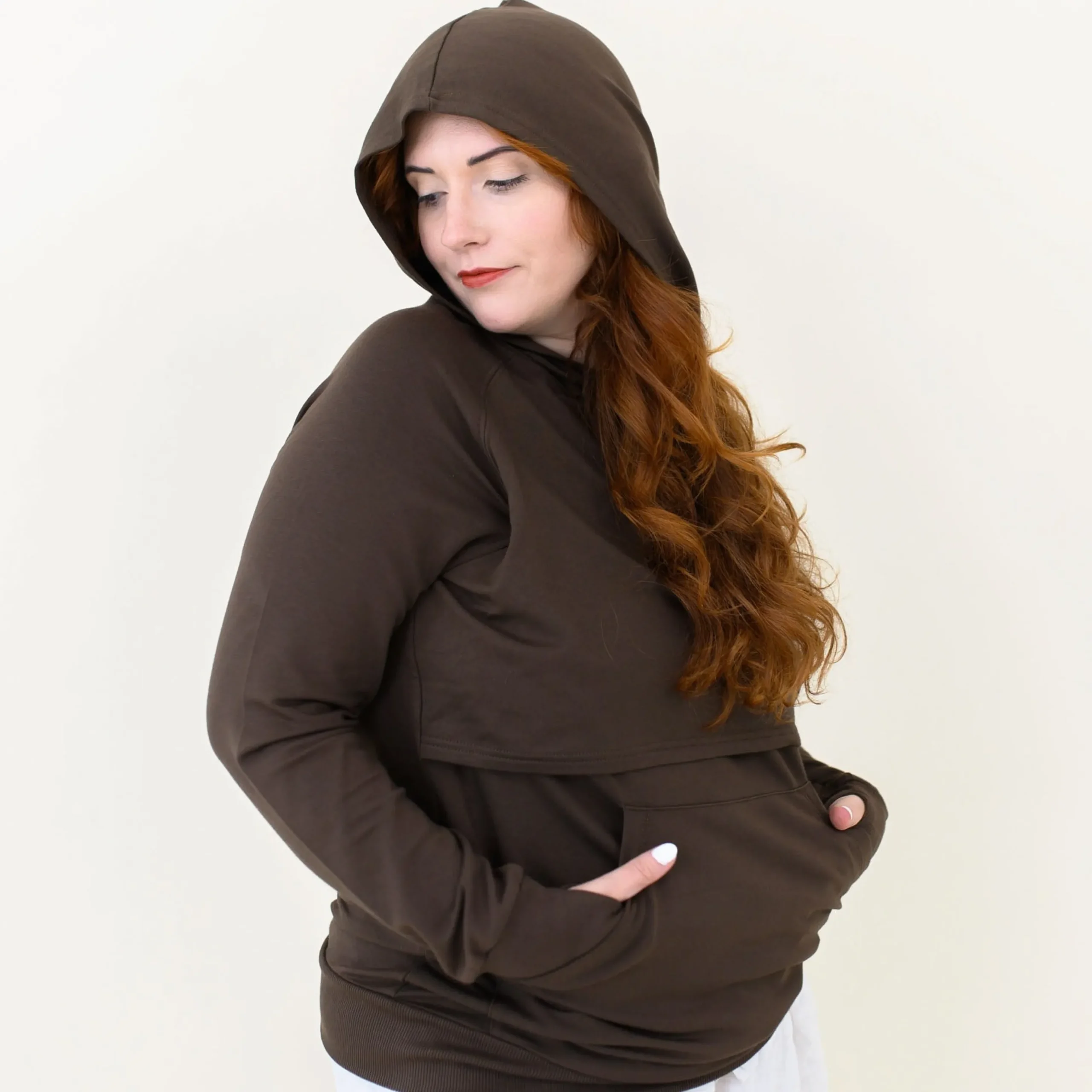 Women's French Terry Nursing Hoodie in Espresso