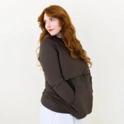 Women's French Terry Nursing Hoodie in Espresso