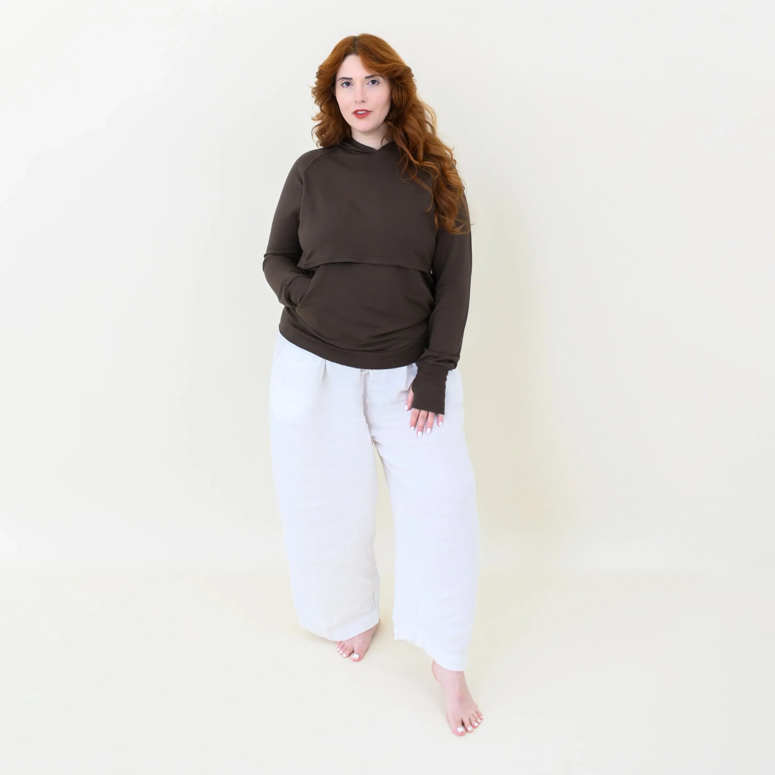 Women's French Terry Nursing Hoodie in Espresso