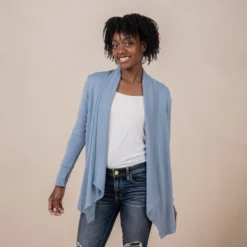 Women's French Terry Wrap Top in Slate