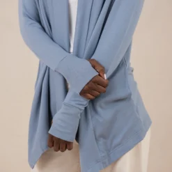 Women's French Terry Wrap Top in Slate